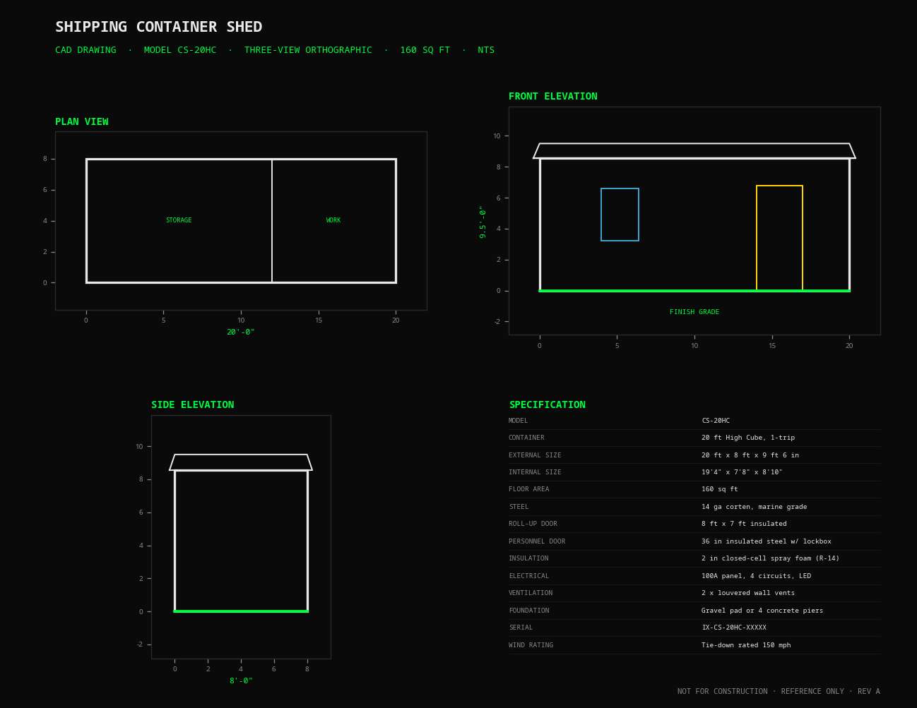 Shipping Container Shed — CAD Drawing
